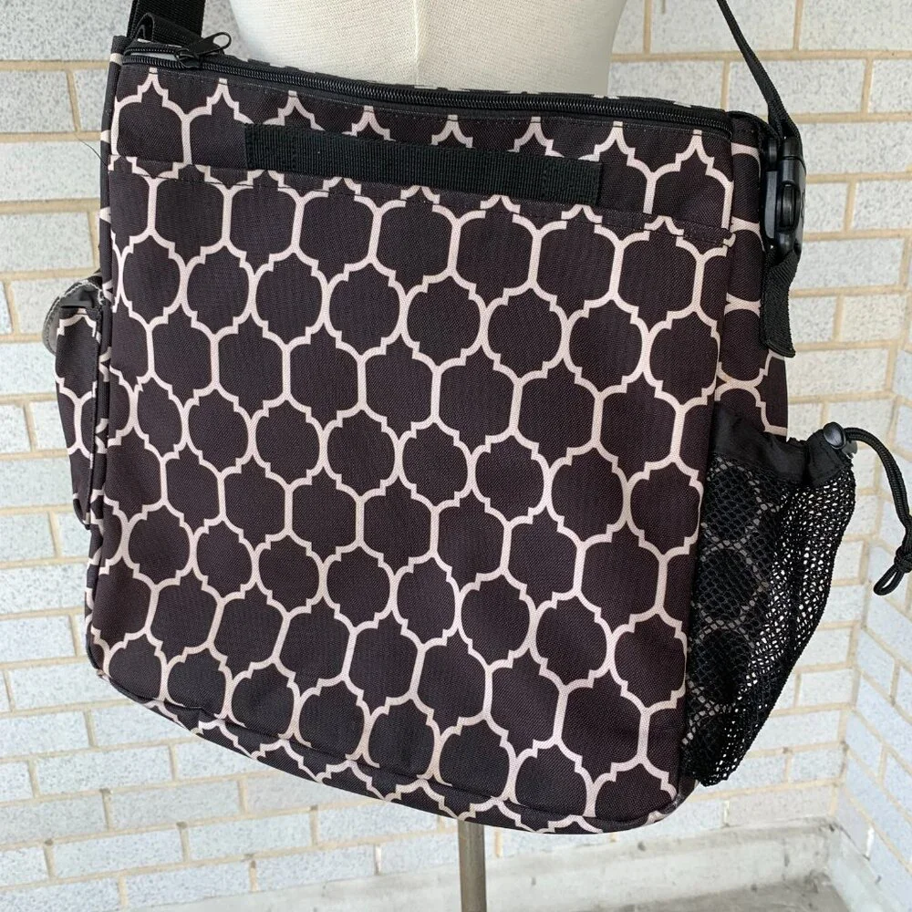 Skip Hop Canvas Diaper Bag Tote Adjustable Shoulder Strap Brown Black Geometric